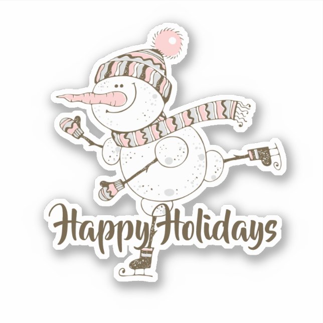 Sticker Patinage sur glace de Whimsical Snowmen (Devant)