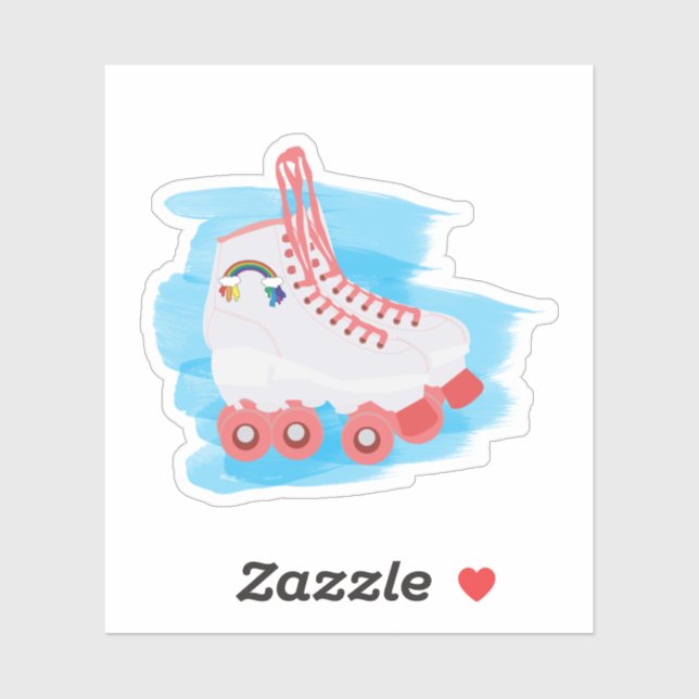 Sticker Patins à rouleaux avec éclaboussure d'aquarelle (Feuille)