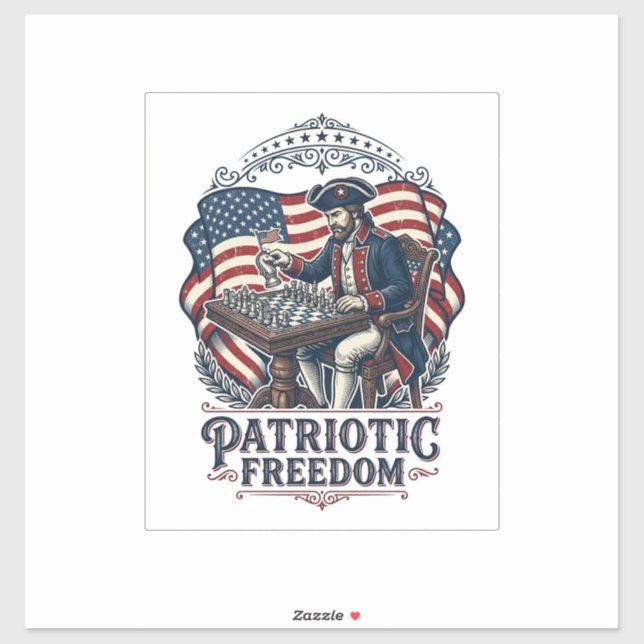 Sticker Patriotic Chess Player Vector Graphic Tee (Feuille)