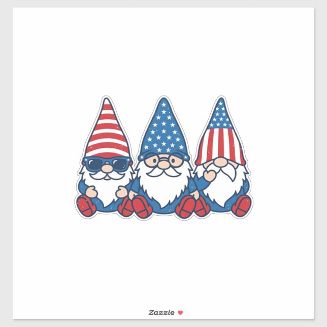 Sticker Patriotic Gnome Trio Vintage Vector Shirt Design_1 (Feuille)