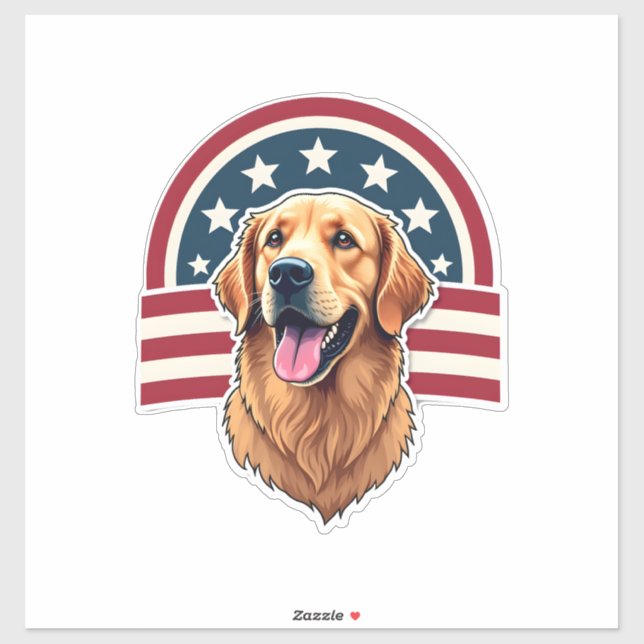Sticker Patriotic Golden Retriever Arc Layout Shirt 2 (Feuille)