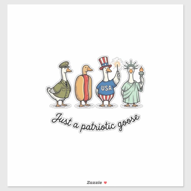 Sticker Patriotic Goose Vintage Engraving Funny USA Shirt  (Feuille)