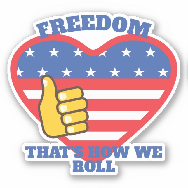 STICKER PATRIOTIC USA FLAG HEART THUMBS UP FREEDOY (Devant)