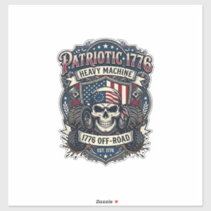 Sticker Patriotique 1776 Hors Route Crâne Monster Truck Lo