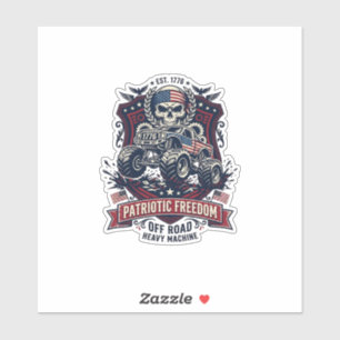 Sticker Patriotique 1776 Hors Route Crâne Monster Truck Lo
