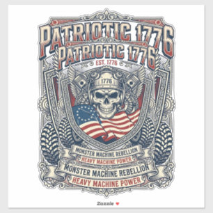 Sticker Patriotique 1776 Hors Route Crâne Monster Truck Lo