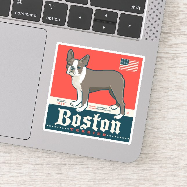Sticker Patriotique | Boston Terrier (Détail)