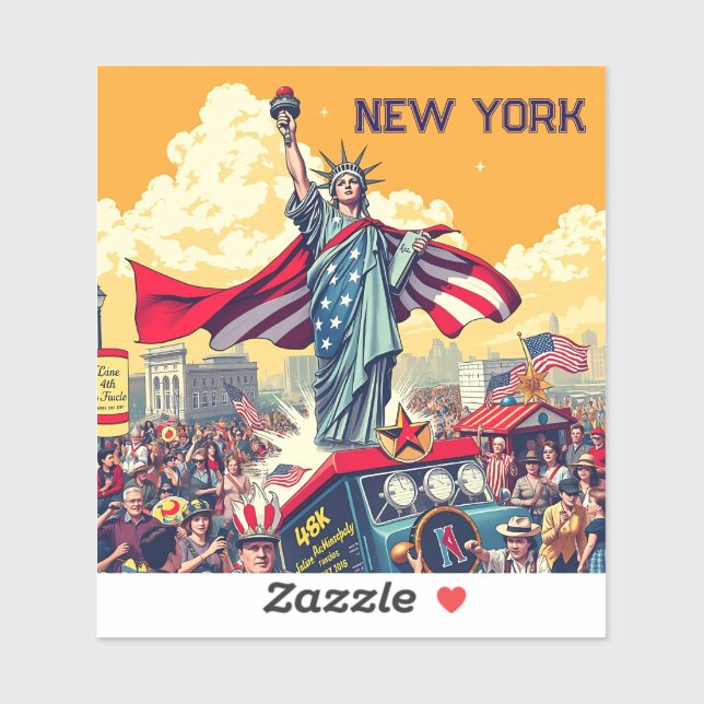 Sticker Patriotique Liberty Parade - Vintage 4 juillet USA (Feuille)