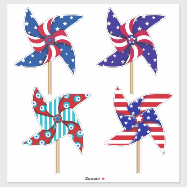 Sticker Patriotique Pinwheel Juillet 4 14 x 14 Feuille (Feuille)