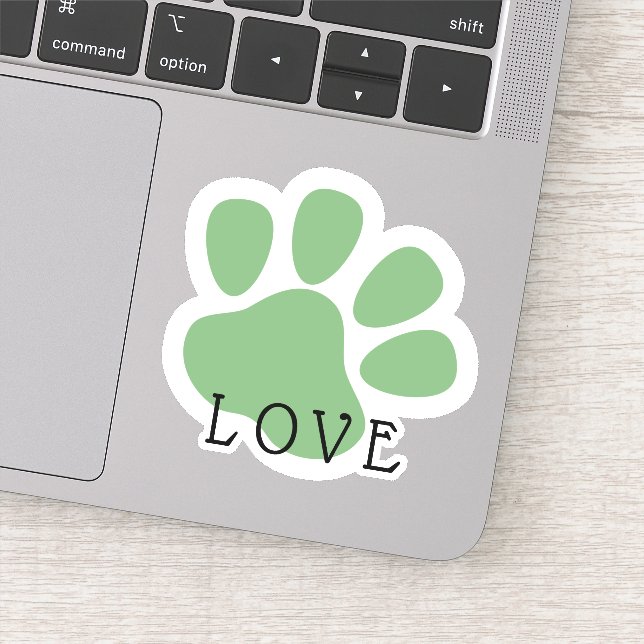 Sticker Patte d'animal de compagnie verte d'amour heureux (Détail)