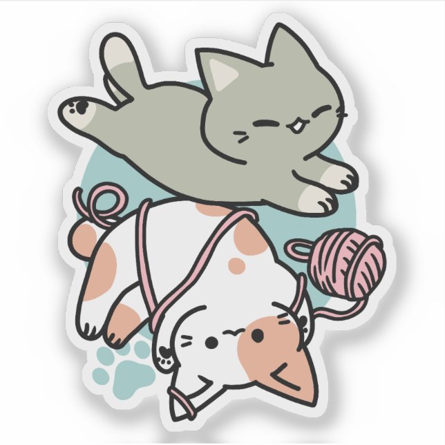 Sticker Pattes et Jeux – Illustration de Chat Adorable (Devant)