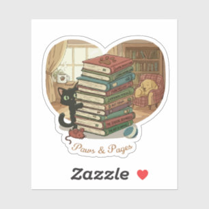 Sticker Pattes & Pages Chat mignon & Chien dans un livre