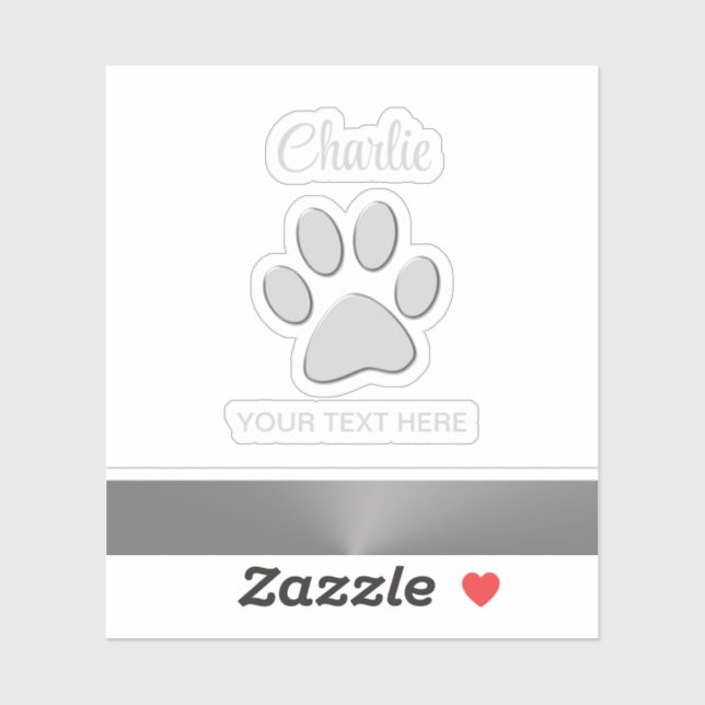 Sticker Paw Chien Argent sur arrière - plan noir (Feuille)