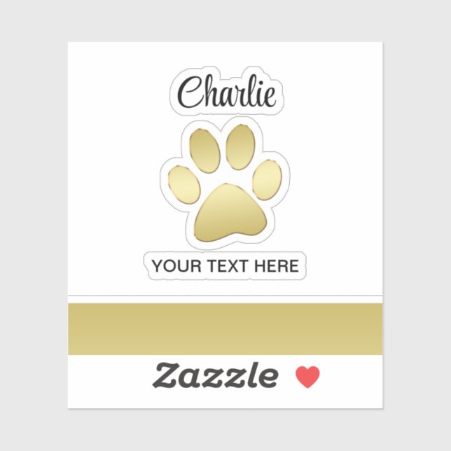 Sticker Paw chien brillant or sur arrière - plan noir (Feuille)