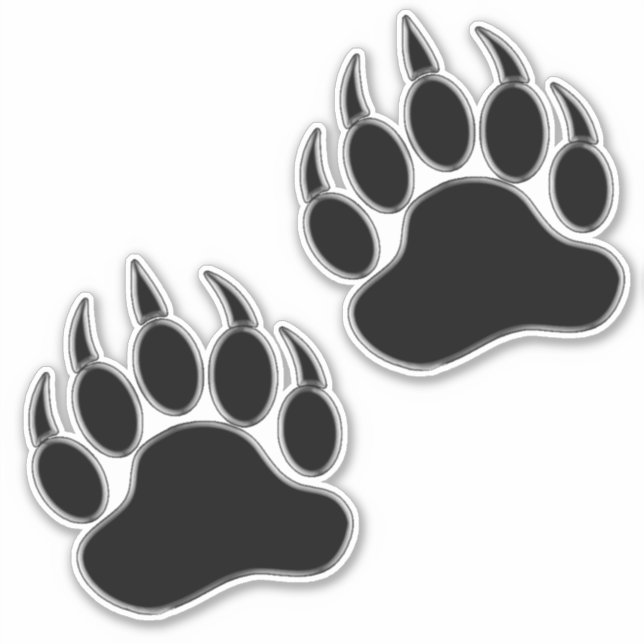Sticker Paw Ours Noir Argent cool (Devant)