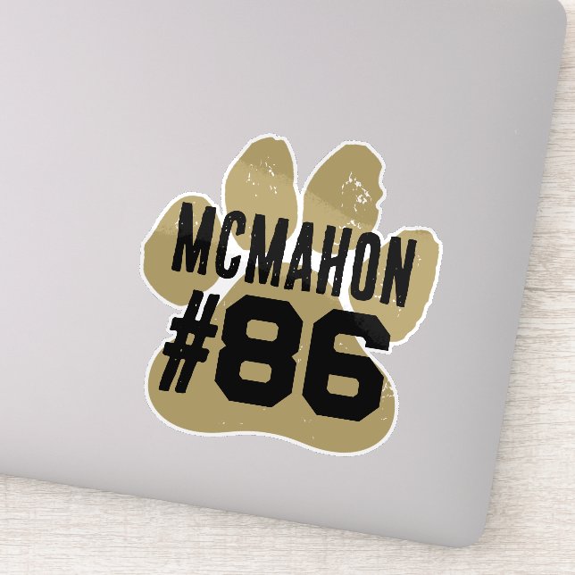 Sticker Pawprint Numéro de Joueur Bronze Or & Noir (Détail)