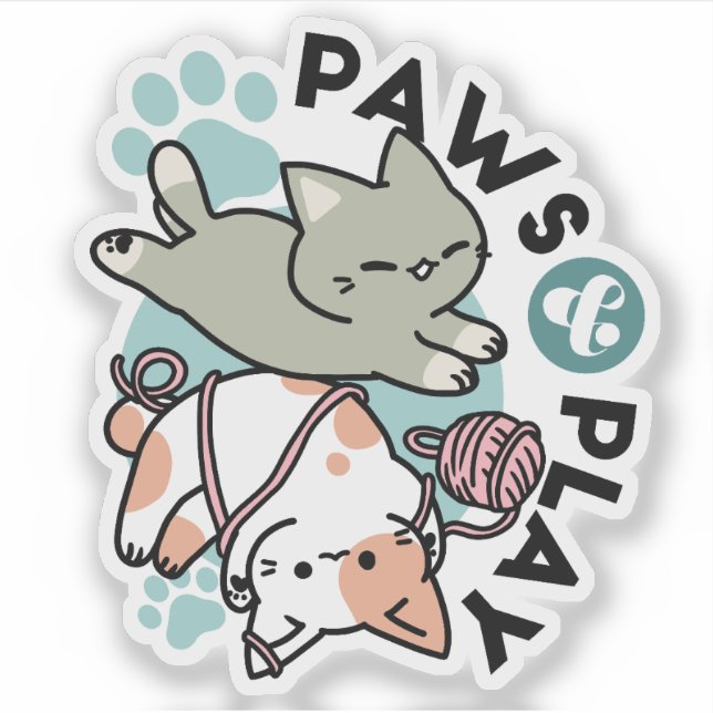 Sticker Paws and Play – Adorable Cat Illustration (Devant)
