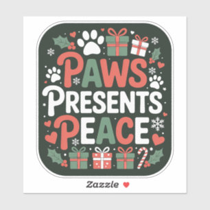 Sticker Paws Presents Peace - Badge de chien de vacances