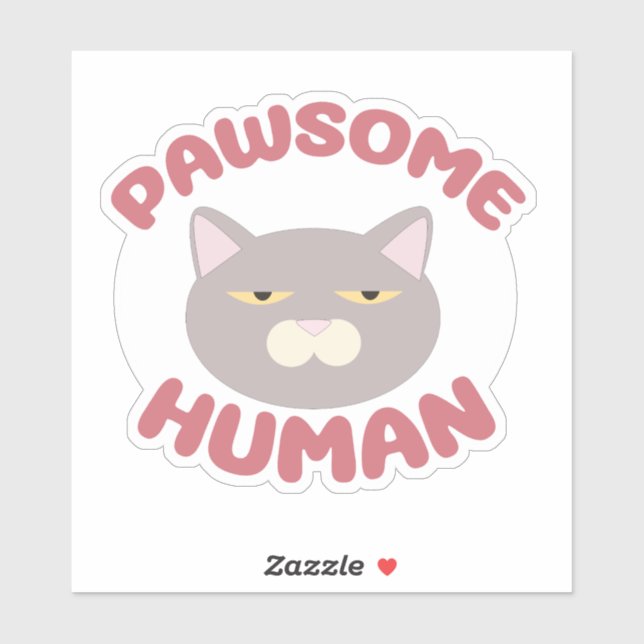 Sticker Pawsome Human Funny Chat Tête de dessin (Feuille)