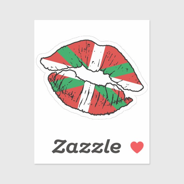 Sticker Pays basque Drapeau d'amour du bâton de lèvres bas (Feuille)