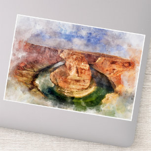 Sticker Paysage aquarelle de Horseshoe Bend Grand Canyon