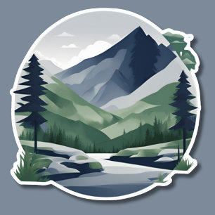 Sticker Paysage de montagne Serene imperméable