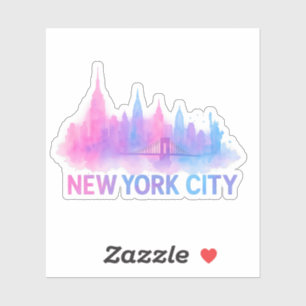 Sticker Paysage de New York à l'aquarelle – Pont Néon