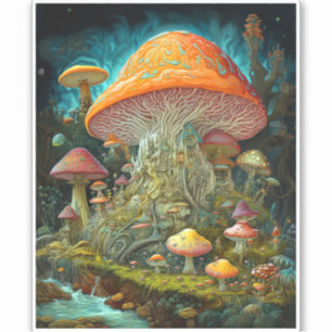 Sticker Paysage des champignons Art des Imaginaires surréa