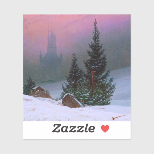 Sticker Paysage d'hiver Caspar David Friedrich (Feuille)