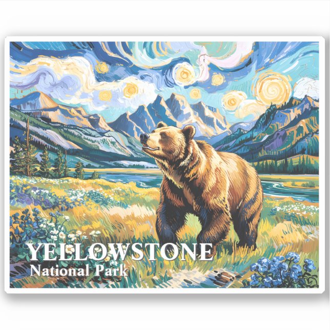 Sticker Paysage d'ours du parc national de Yellowstone Van (Devant)