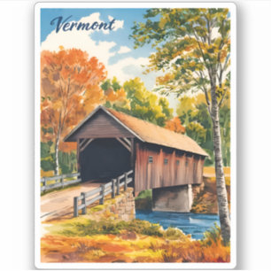 Sticker Paysage du Vermont Vintage voyage Rétro Pittoresqu