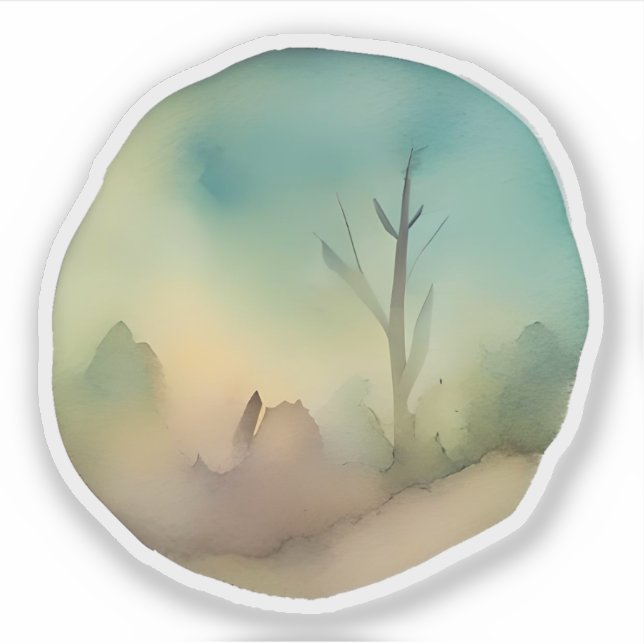 Sticker Paysage embrumé à l'aube (Devant)