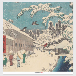 Sticker Paysage hivernal d'Hiroshige japon ukiyo-e antique