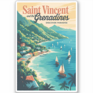Sticker Paysage Rétro de Saint-Vincent-et-les-Grenadines