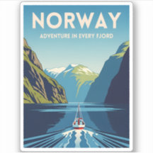 Paysage rétro du fjord de Norvège Vintage voyage