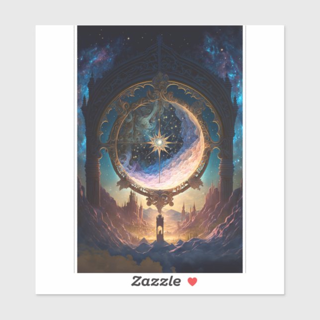 Sticker Paysage spatial de l'Imaginaire cosmique (Feuille)