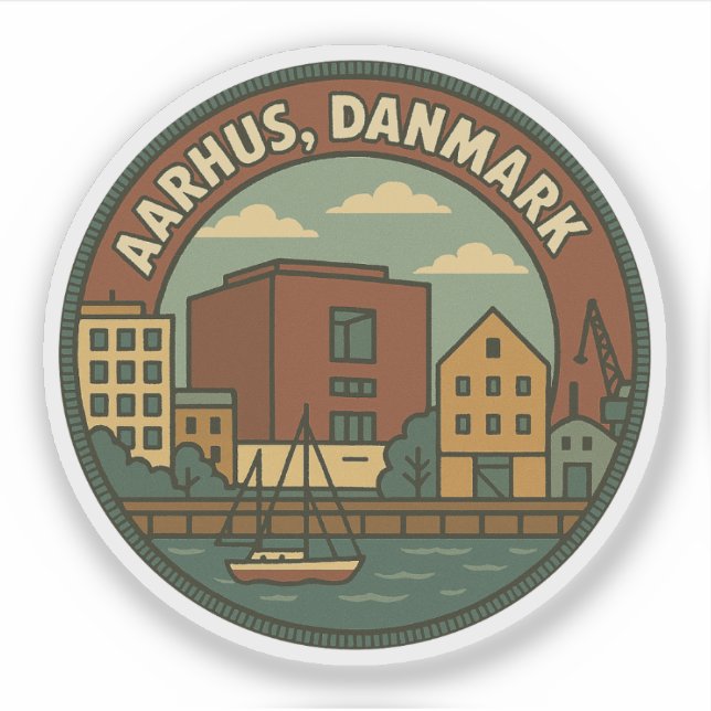 Sticker Paysage urbain d'Aarhus Danemark (Devant)