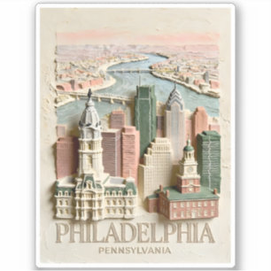 Sticker Paysage urbain texturé moderne de Philadelphie