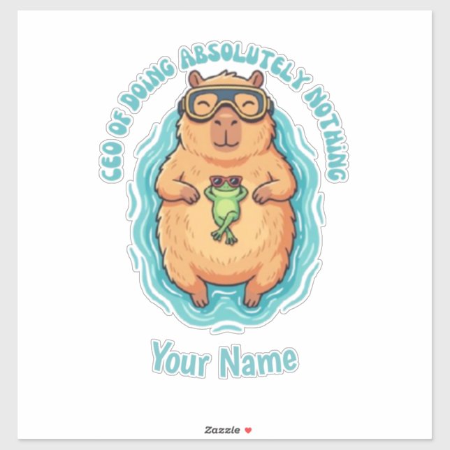 Sticker PDG drôle de Capybara Grenouille qui ne fait rien (Feuille)