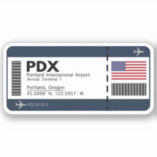 Sticker PDX Portland Boarding Pass - Oregon