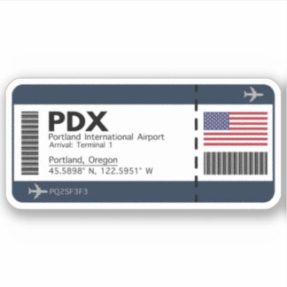 Sticker PDX Portland Boarding Pass - Oregon