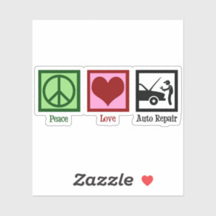 Sticker Peace Love Auto Réparateur Mécanique