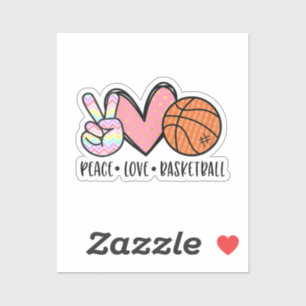 Sticker Peace Love Basketball Coeur pour les Ados entre