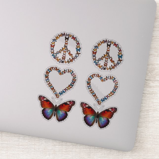 Sticker Peace Love Butterflies - Colorful Graphic Art 2pc (Détail)