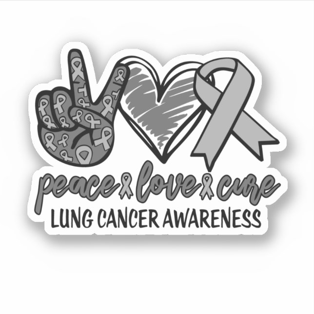 Sticker Peace Love Cure Lung Cancer Sensibilisation (Devant)