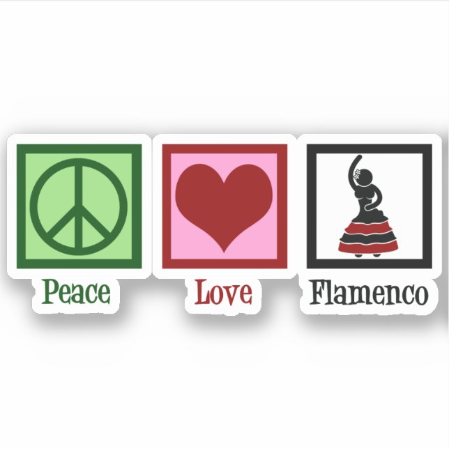 Sticker Peace Love Flamenco Dancing (Devant)