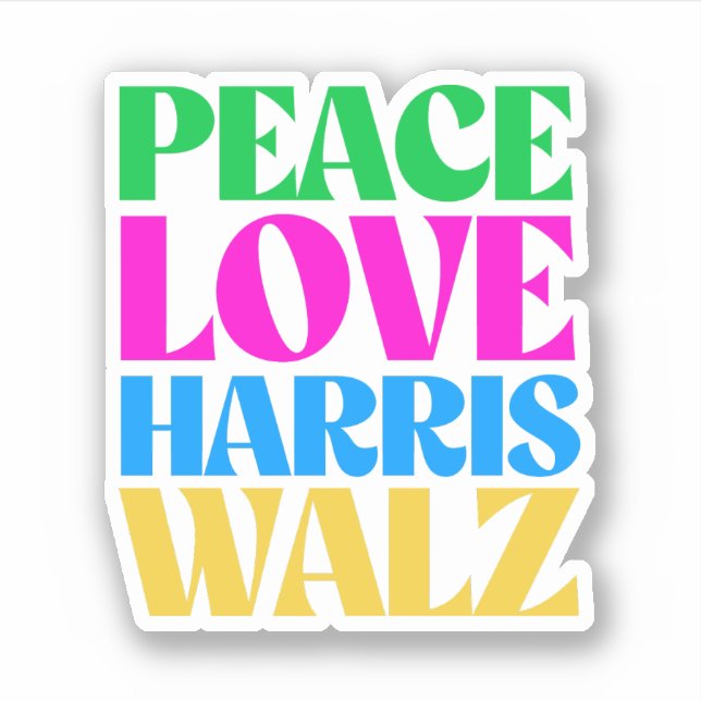 Sticker Peace Love Harris Walz (Devant)