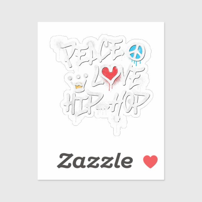 Sticker Peace Love Hip hop Dancing (Feuille)