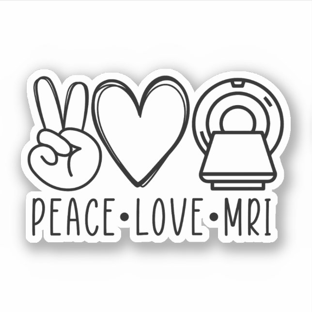 Sticker Peace Love IRM Tech, radiologie, IRM Technologue (Devant)