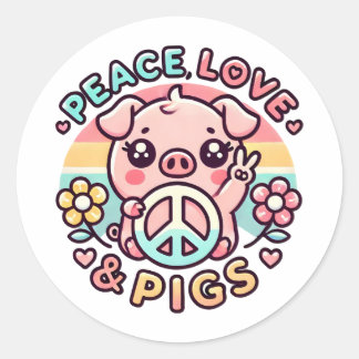 Sticker Peace Love & Pigs